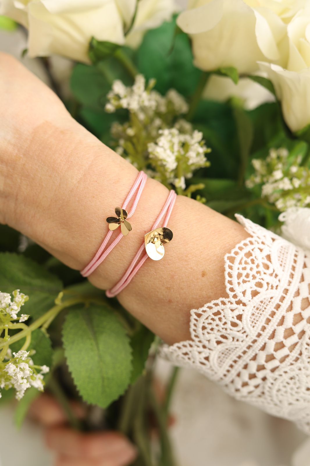 Pulsera cordón corazón elevado oro 18kt