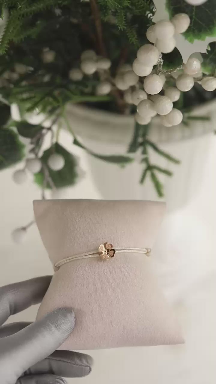 Pulsera trébol de la suerte oro 18Kt