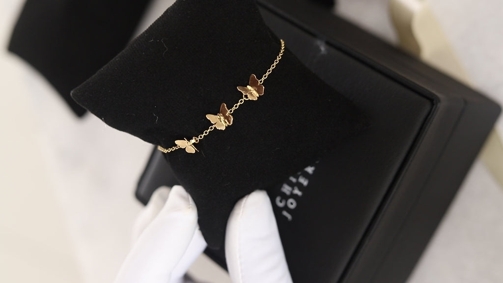 Pulsera Trilogía de Mariposas oro 18 kt