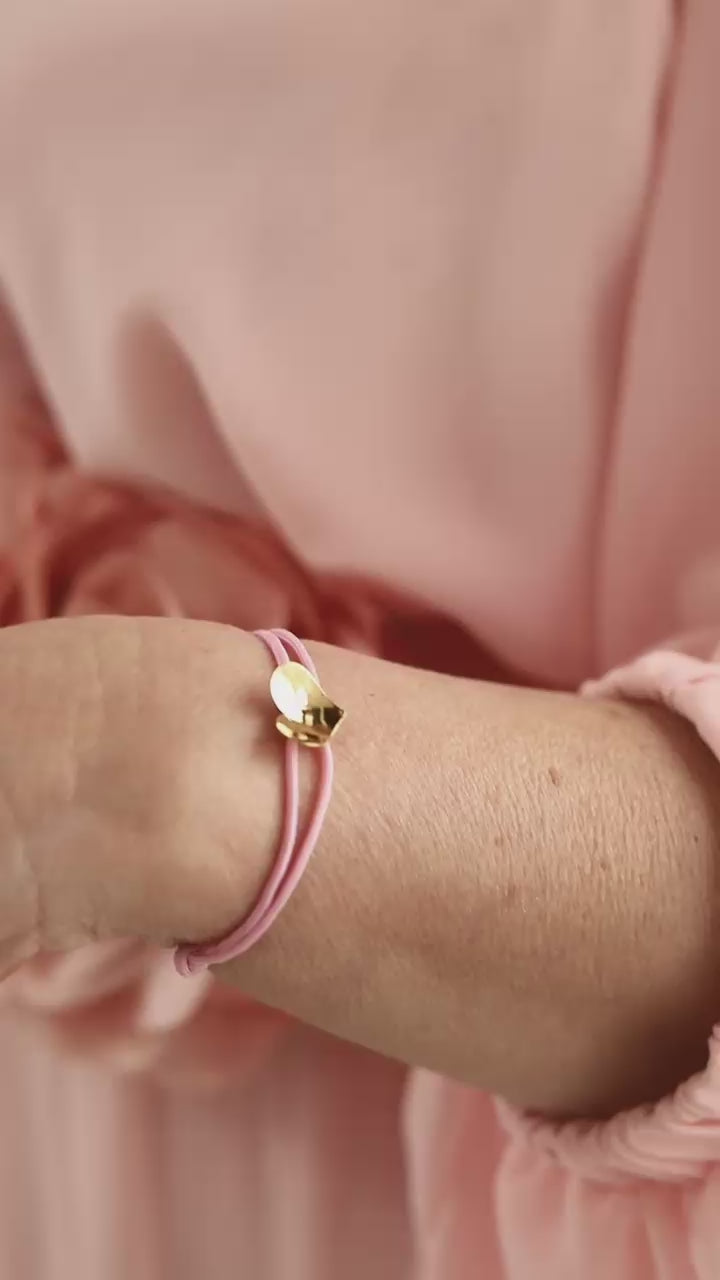 Pulsera cordón corazón elevado oro 18kt