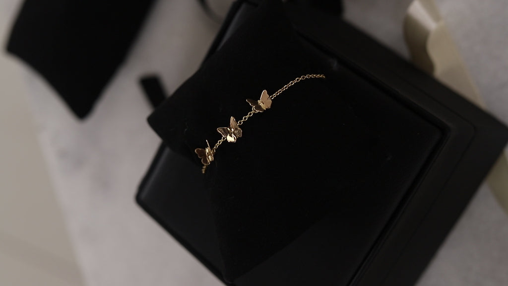 Pulsera Trilogía de Mariposas oro 18 kt